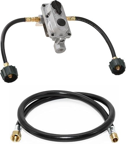 Flame King Paquete auto del regulador del gas del propano del LP del cambio con la manguera de 48 pulgadas