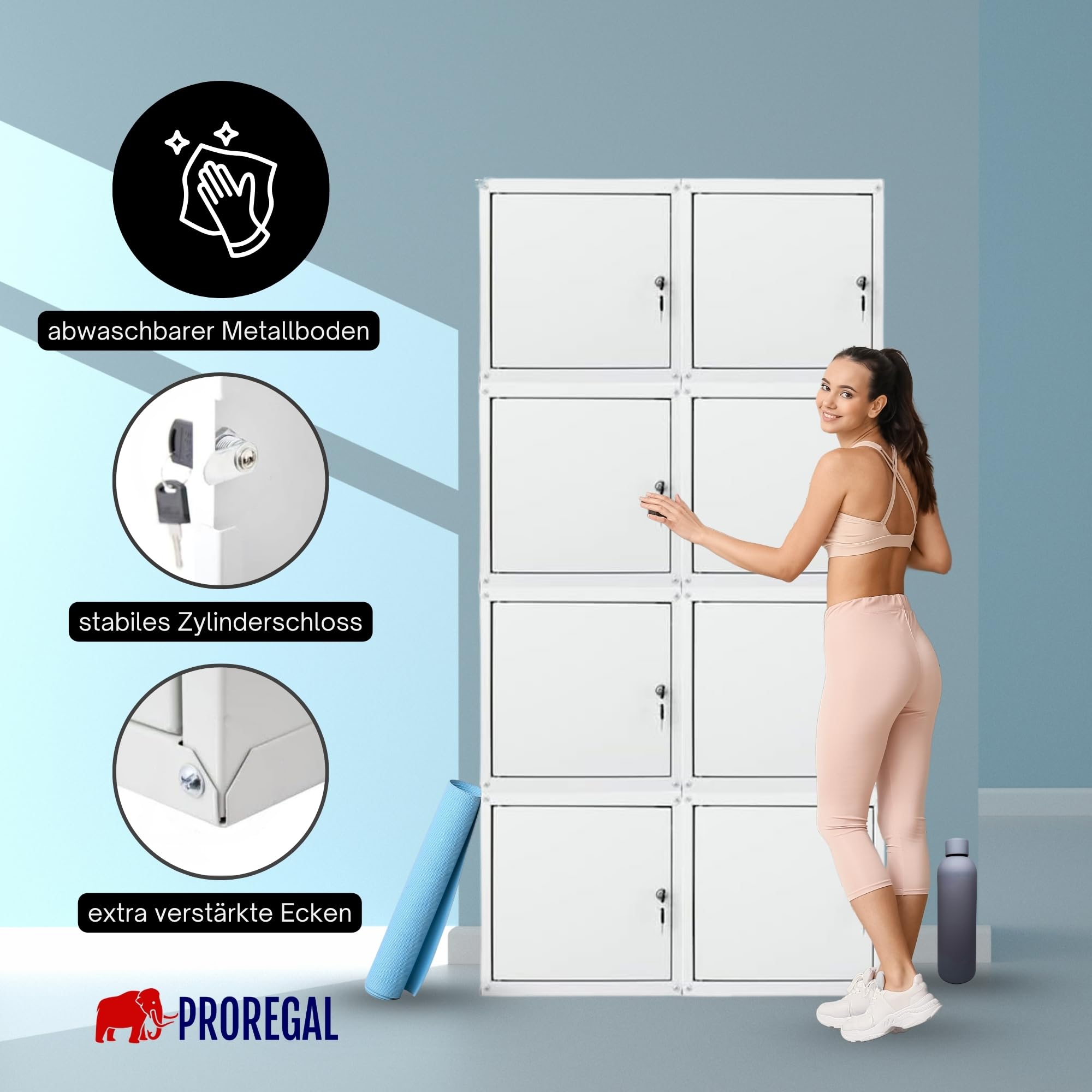 PROREGAL Schließfachwürfel Cubic HxBxT 35x35x35cm Grau Schließfachschrank Metallspind Wertfachschrank Umkleideschrank