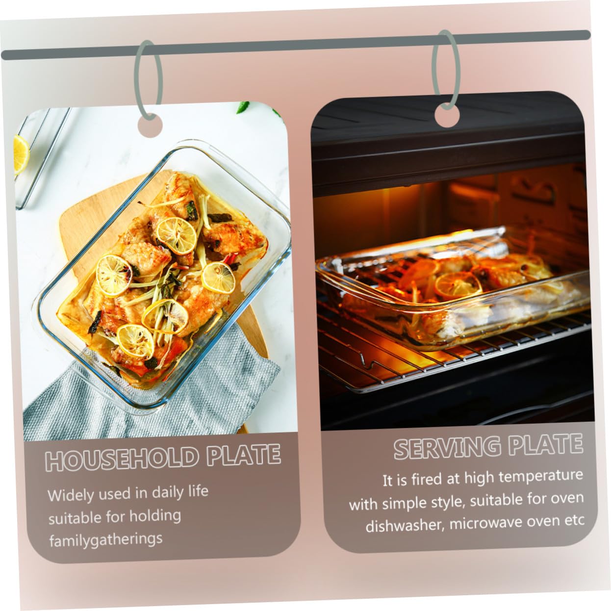 Hitzebeständiges Glas-backblech mit Doppelgriffen Vielseitige Steak Dampfplatte für Ofen Mikrowelle und Spülmaschine Robustes Rostfreies Küchenhelfer-tablett für Western Food und