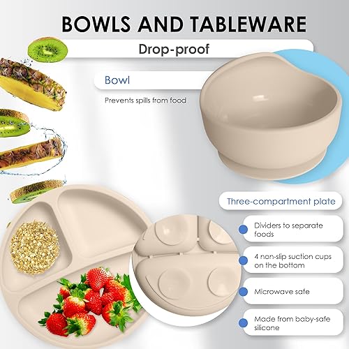 Miniatura 3 de Bluet B - Set de alimentación de bebé de silicona con chupete - Suministros de destete LED para bebés - Cucharas para bebés, cuenco de succión -