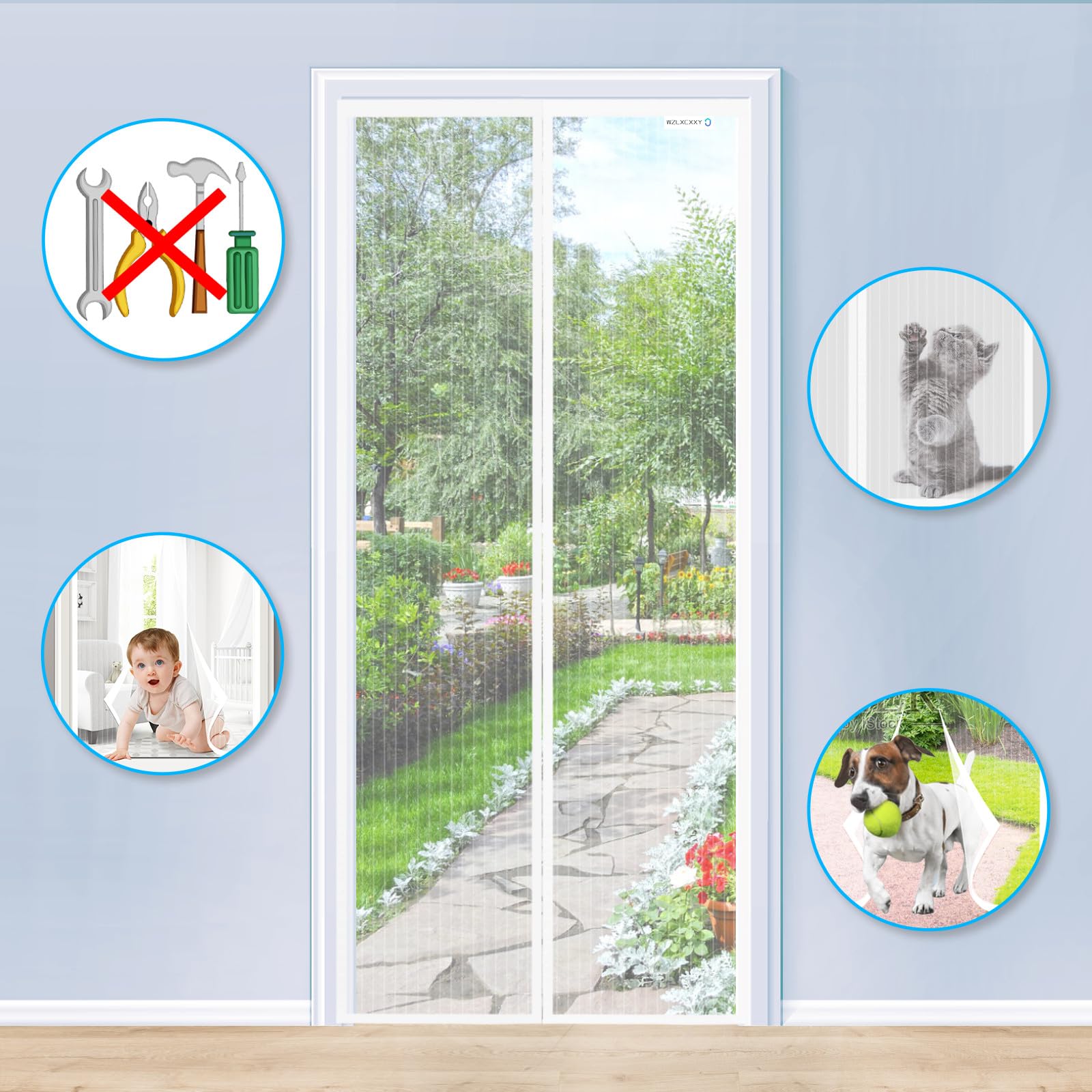 Wzlxcxxy Zanzariera Magnetica 95x155cm, Zanzariera Porta di Nuova Concezione, Buona Estate Lontano dalle Zanzare, Bianco