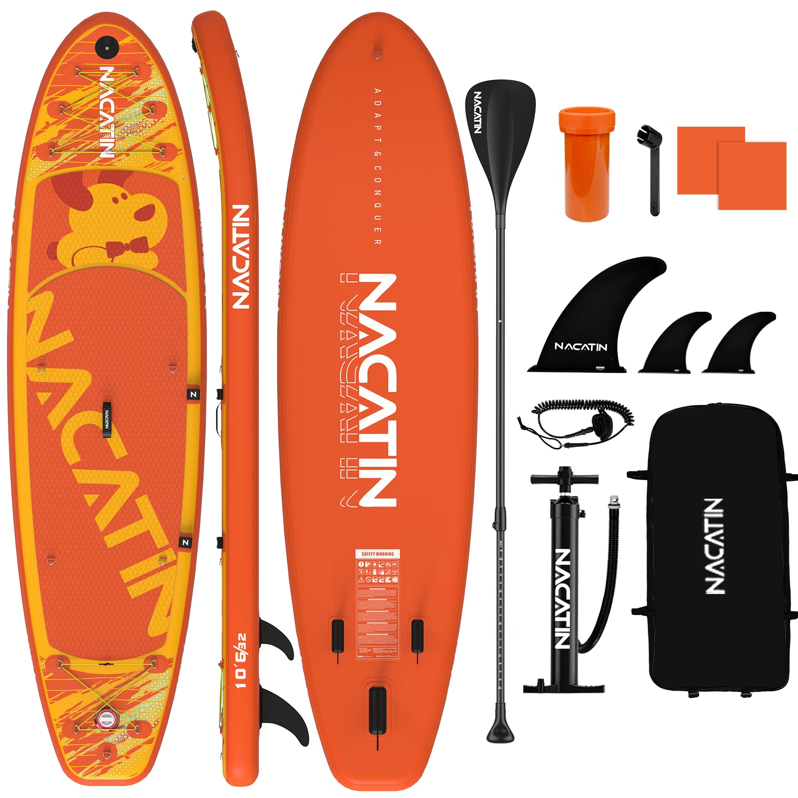 Photo 1 of NACATIN Inflatable Stand Up Paddle Board,10'6"Upgrade Version Blow Up Paddle Boards for Adults with Premium SUP Accessories& Backpack,Adjustable Paddle,Camera Mount,Hand Pump, for Lake, River, Yoga