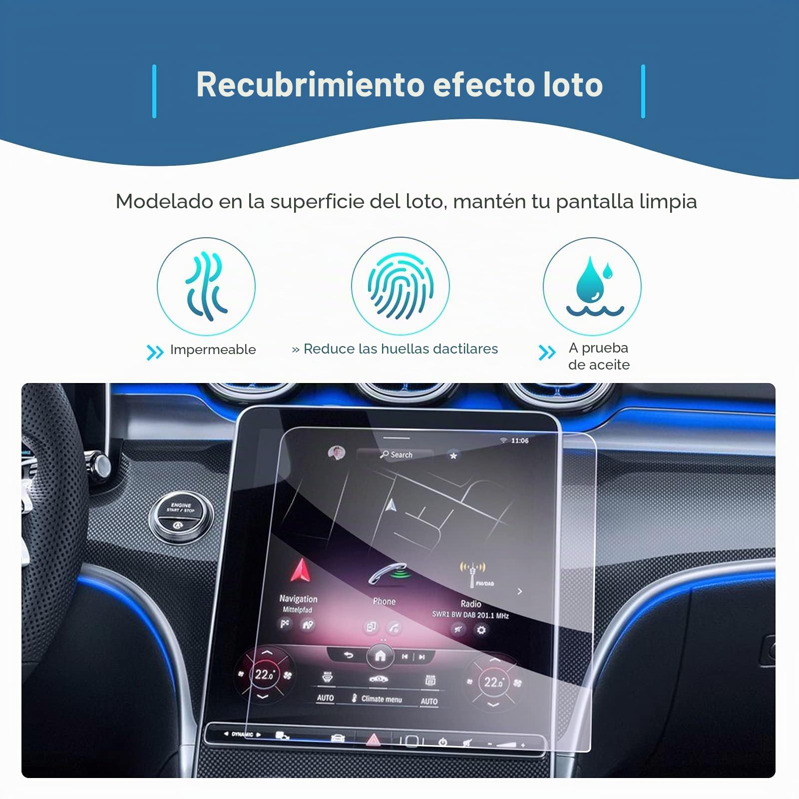 GAFAT Compatible con Mercedes Benz Clase C W206/GLC X254 2025 2026-2023 Navegation + Cockpit Protector de Pantalla de Cristal, Clase C 2025 11,9" + 12,3" Touchscreen, 9H Antiarañazos [2 Piezas]