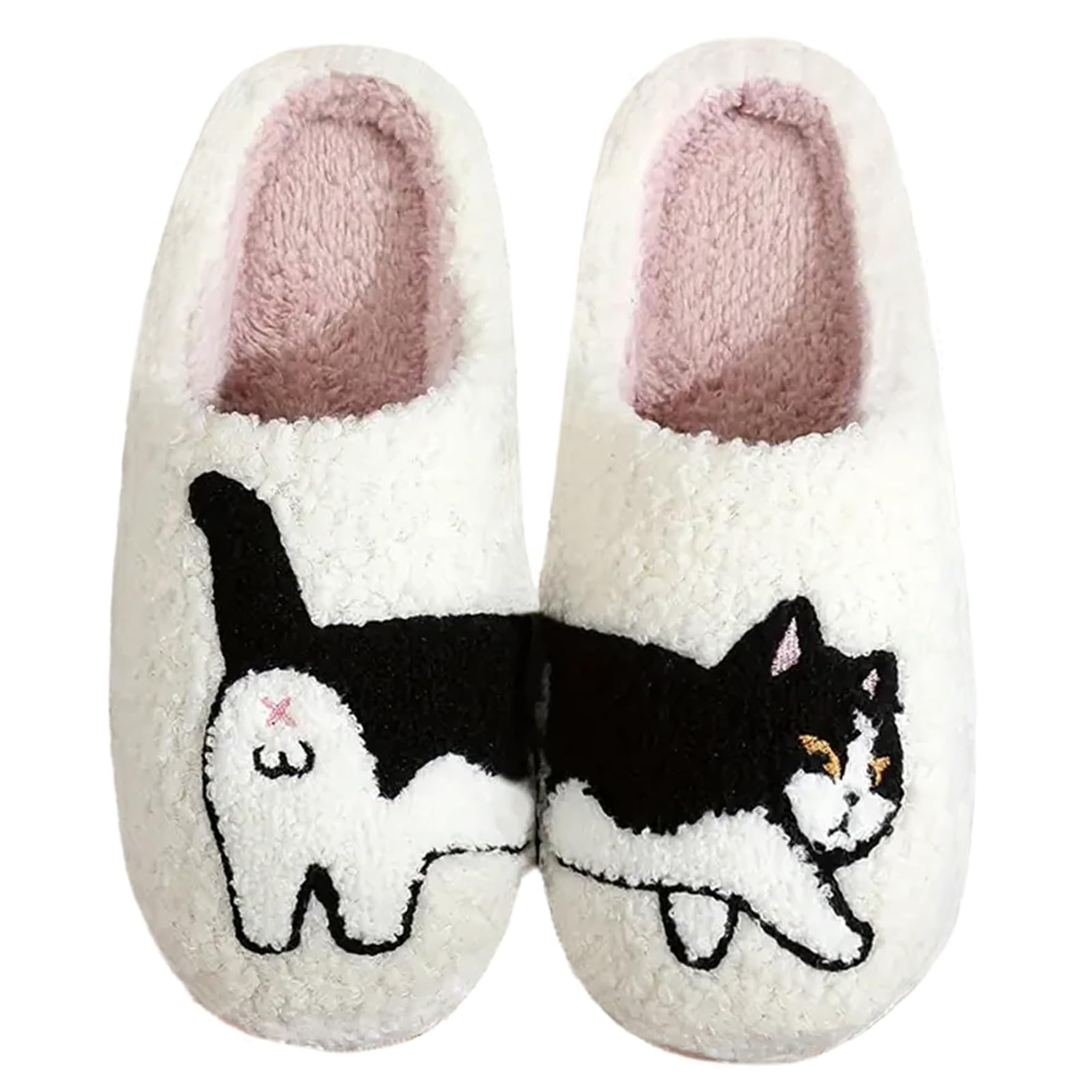 Womens Mens Plant Animal Fruit Slippers Retro Cozy Fluffy Plush Slipper Embroidered printing Warm Memory Foam Indoor Outdoor House Shoes