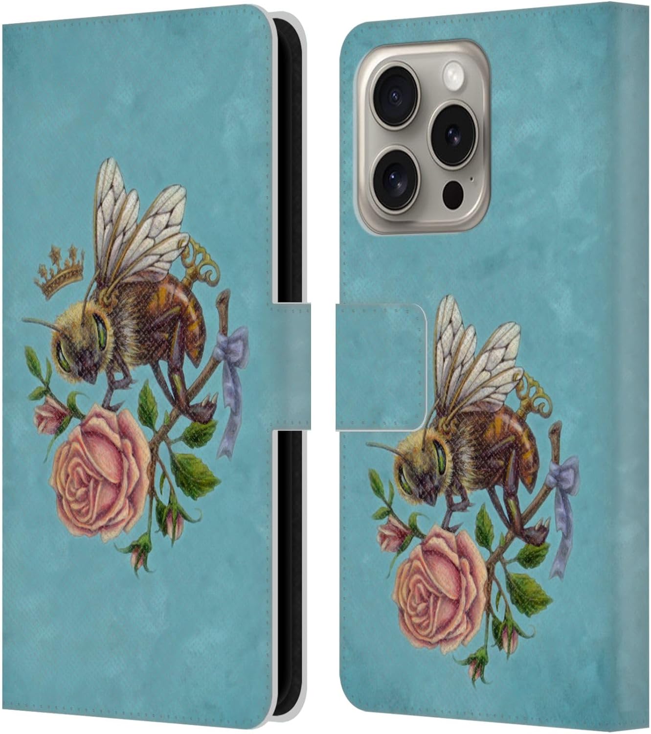 Head Case Designs Officially Licensed Brigid Ashwood Key to My Heart 2 Vintage Romance 2 Leather Wallet Case Compatible with Apple iPhone 16 Pro