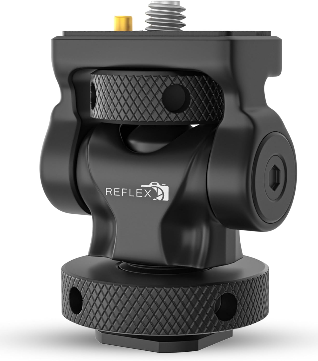 REFLEX CAMERA Camera Monitor Mount with Cold Shoe, 360 Degree Swivel & 180 Degree Tilt Adjustable DSLR Mount Compatible with 5” & 7” Field Monitor – 1/4” Screw & Locating Pin, 2.5Kg Load Capacity