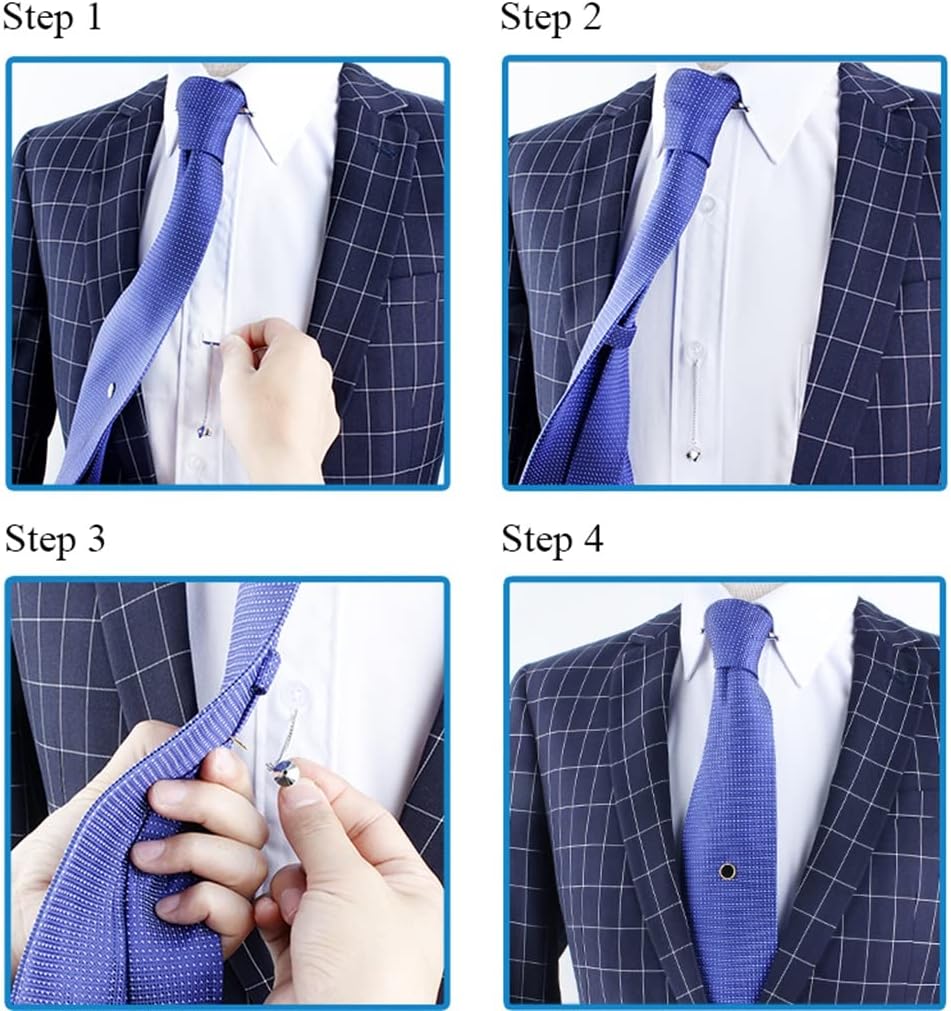 Men's Tie Fixing Pin Buckle Metal Tie Stud Brooch Tie Clip Chain Men's Gift Ornament