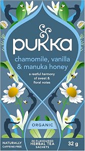 Pukka Chamomile, Vanilla, & Manuka Honey Organic Herbal Tea - 20 Count (Pack of 1), Sweet Blend with Chamomile Flowers, Naturally Caffeine-Free, Enjoy Hot or Iced