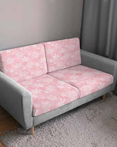 Miniatura 3 de Fundas de cojín para sofá con diseño de copos de nieve de Navidad, funda elástica para sofá con parte inferior elástica, fundas de sofá blancas con