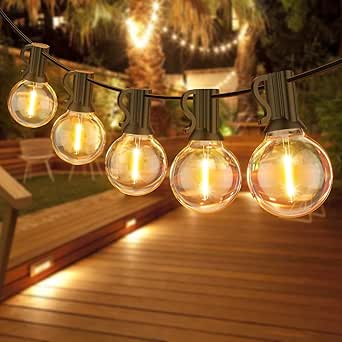 LED Buiten Lichtslingers 28M met 50 3 G40 Buiten Lichtketting IP65 Waterproof 2700K Warm Wit Outdoor lichtsnoeren Plastic lampen, voor tuin, patio, bruiloft, kampeerfeestje