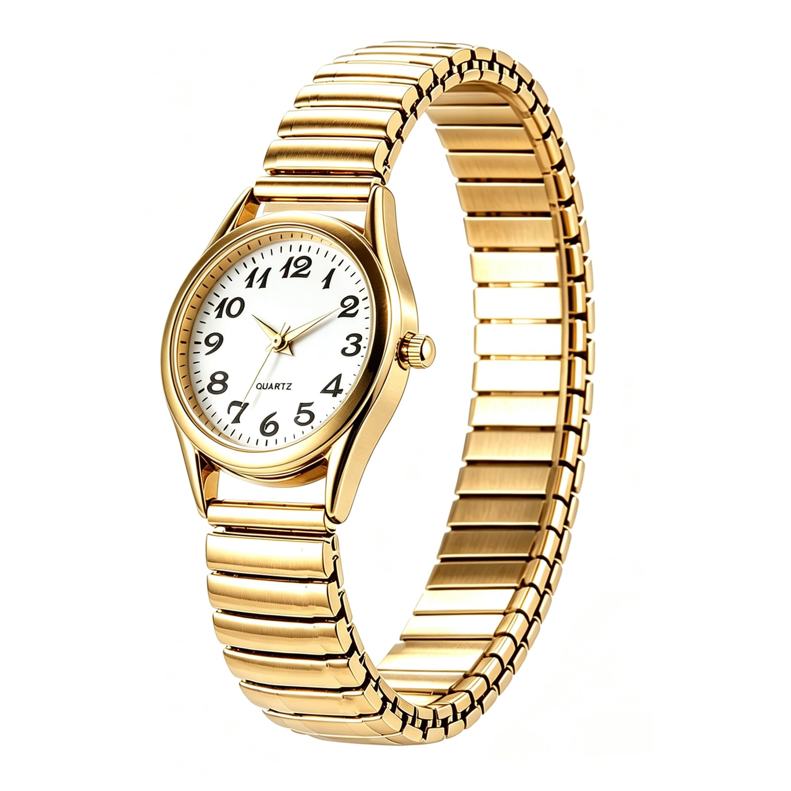 JewelryWe Easy Read Elastic Watch Womens Slip-On Stretch Band Fits 6.5-7.9”