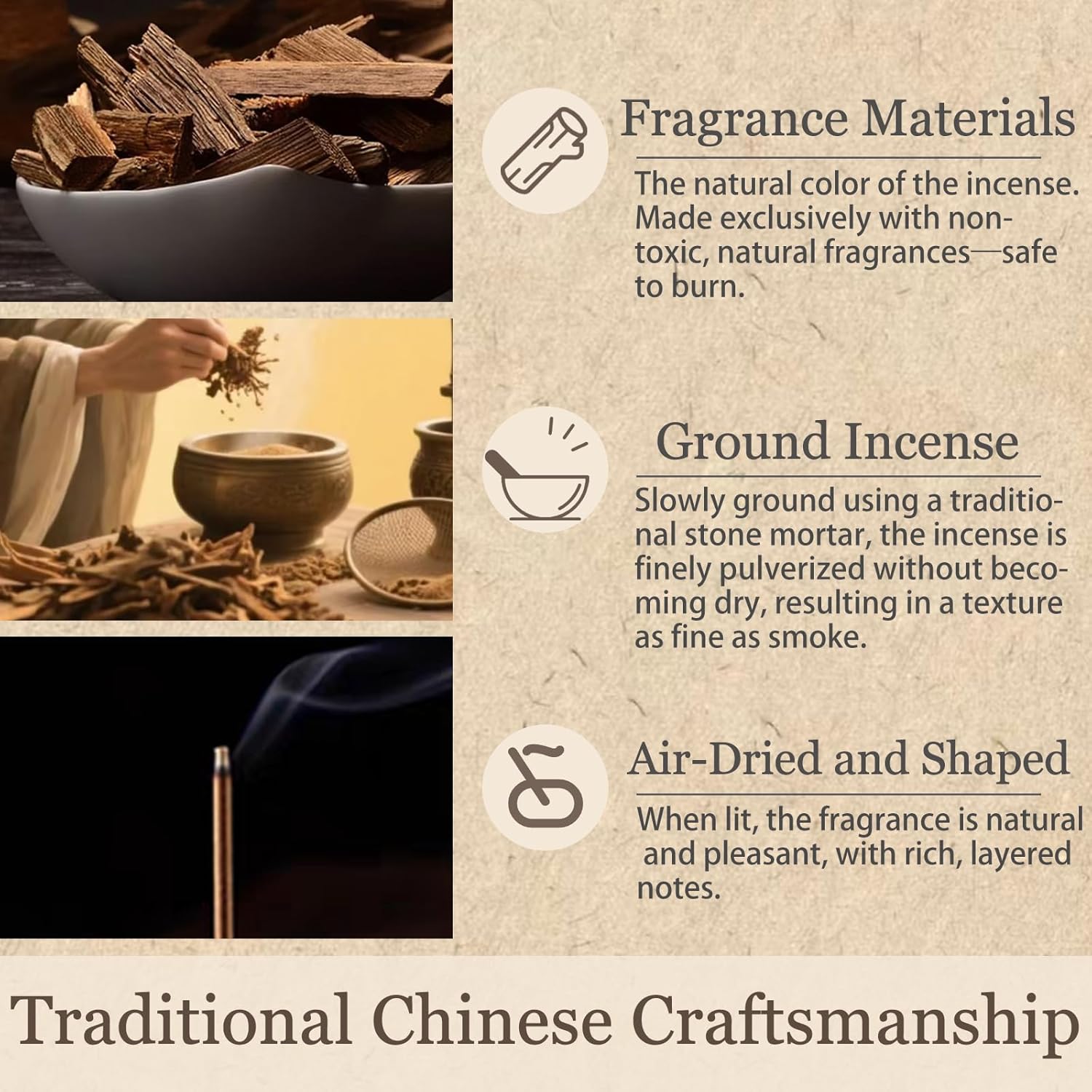Incense Sticks, Natural Agarwood Incense Sticks Approx. 120 Sticks (30g), Natural Incense Sticks with Brass Holder, China Quality Incense for Yoga, Zen Meditation & Relaxatio