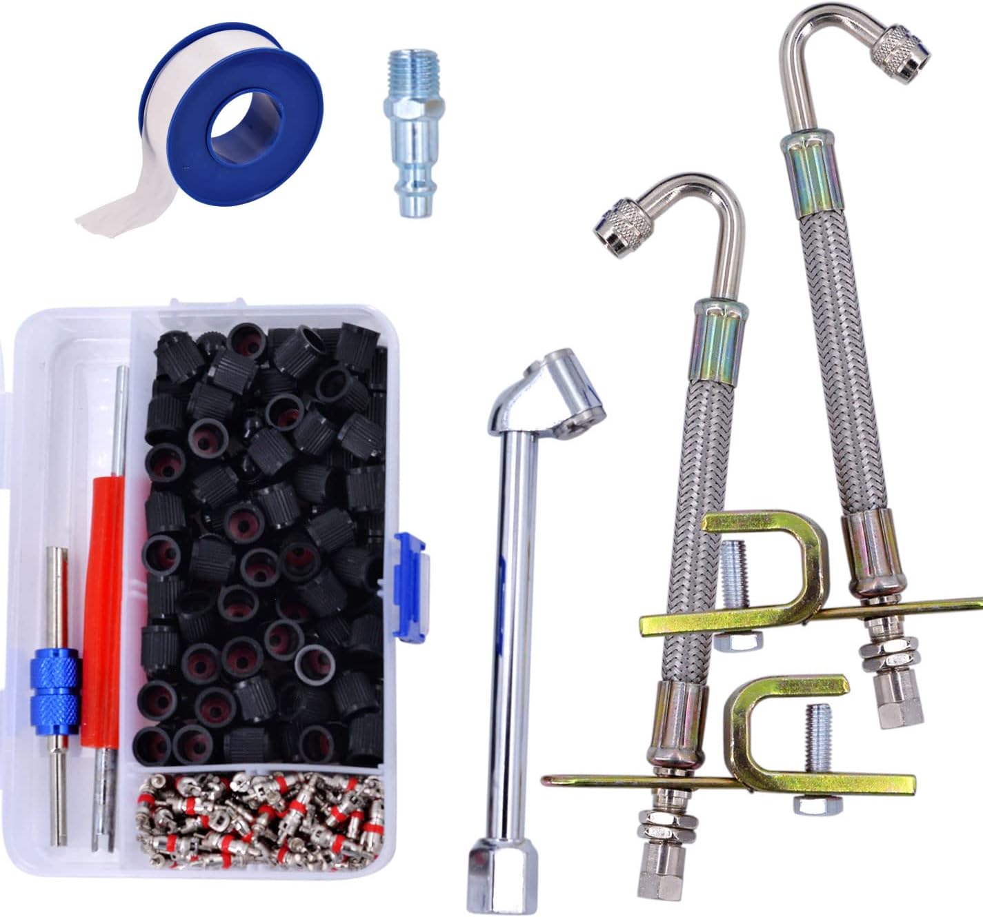 Dually Flexible Valve Stem Extender Kit Braided Stainless