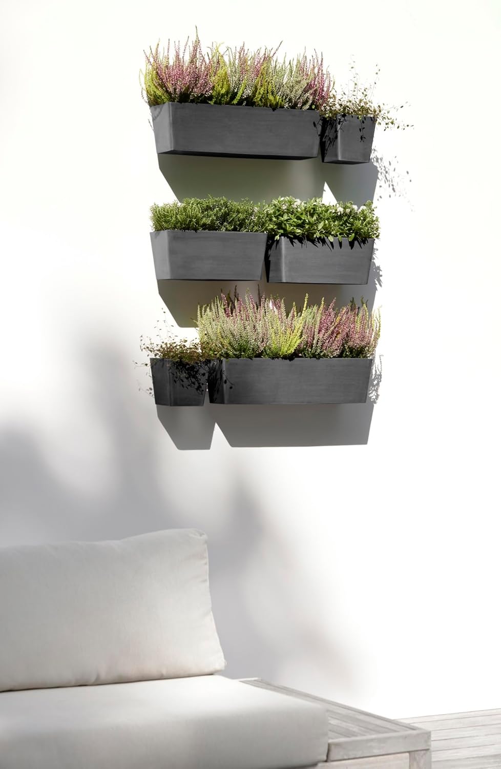 Ecopots Manhattan Small Rectangle Wall Planter - 13.8 in x 6.9 in x 5.9 in