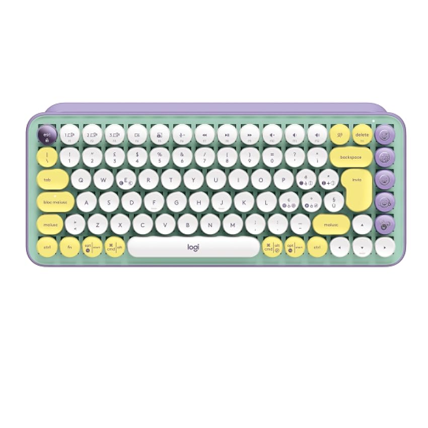 Immagine del prodotto Logitech POP Keys Tastiera Meccanica Wireless con Tasti Emoji Personalizzabili, Design Compatto Durevole, Connettività Bluetooth o USB, Compatibilità Multidispositivo e OS, Layout Italiano, Daydream