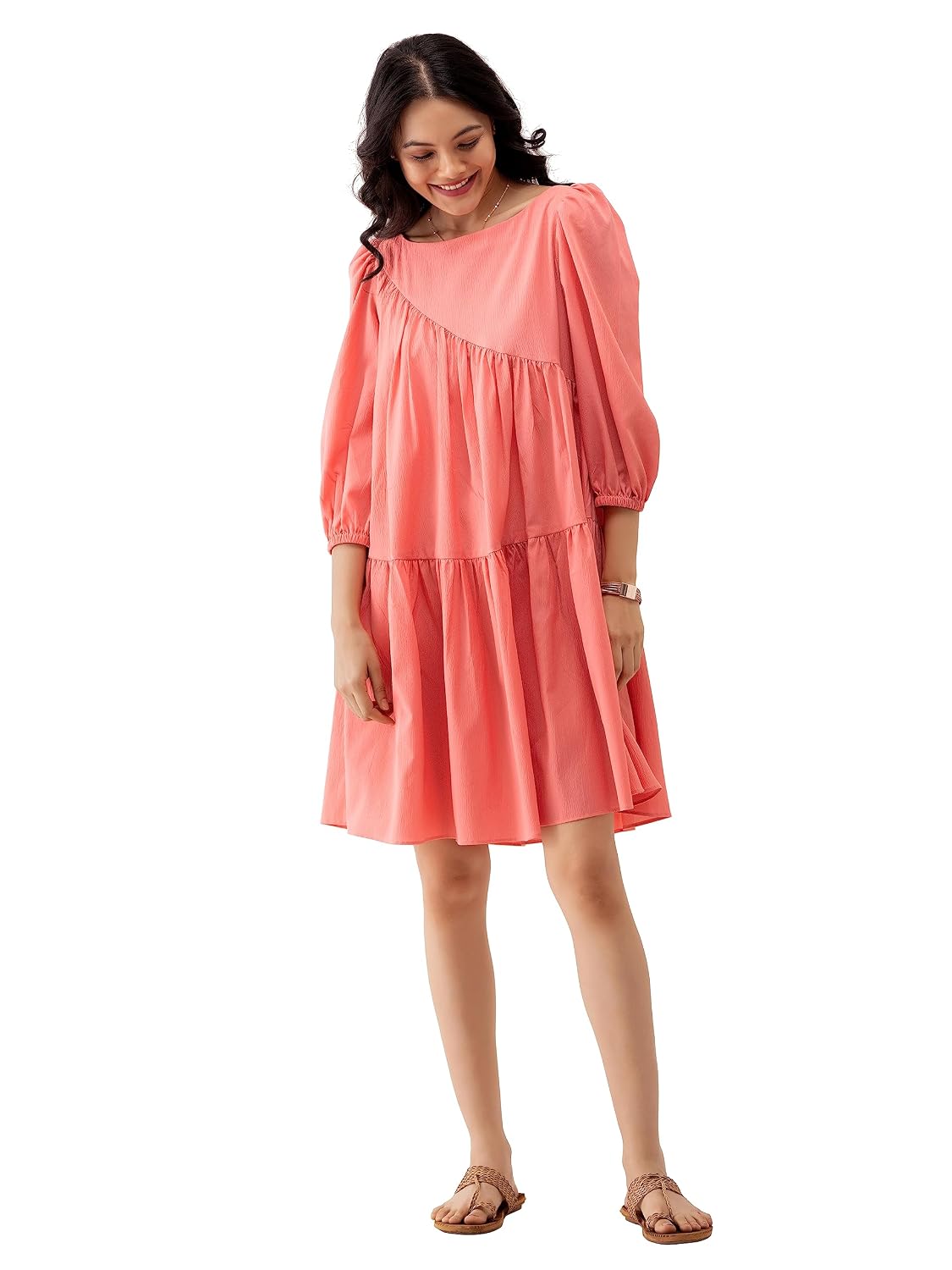 AASK Women Gathered and Flare Solid Dress for Women