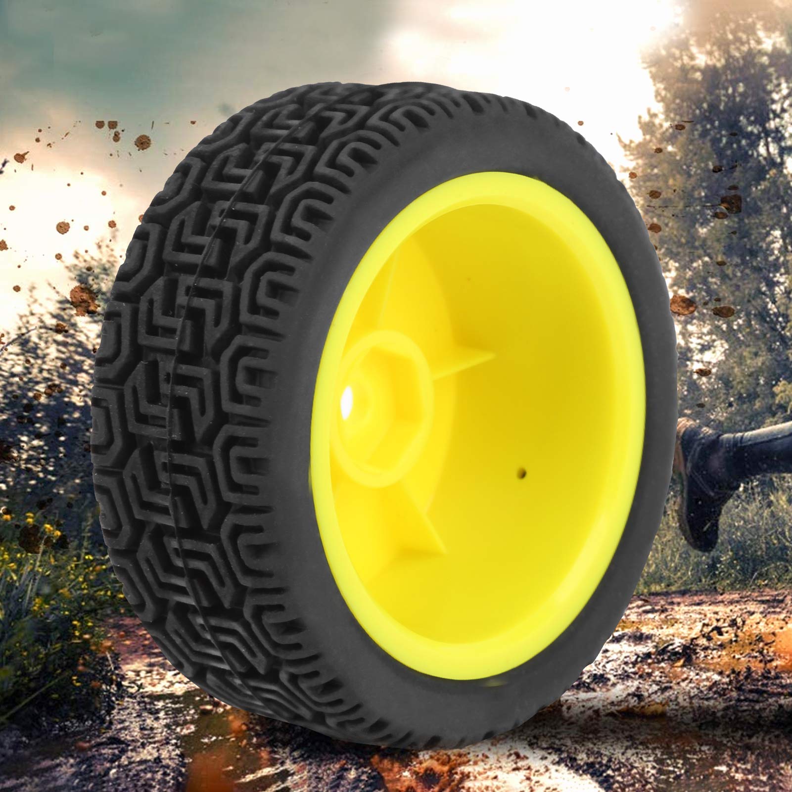 VGEBY 4 Neumáticos Planos RC 1/10 Para Coche De Alta Velocidad - Accesorio De Repuesto En Verde, Caucho Y Plástico, Hexágono De 12mm, Compatible HSP/HPI