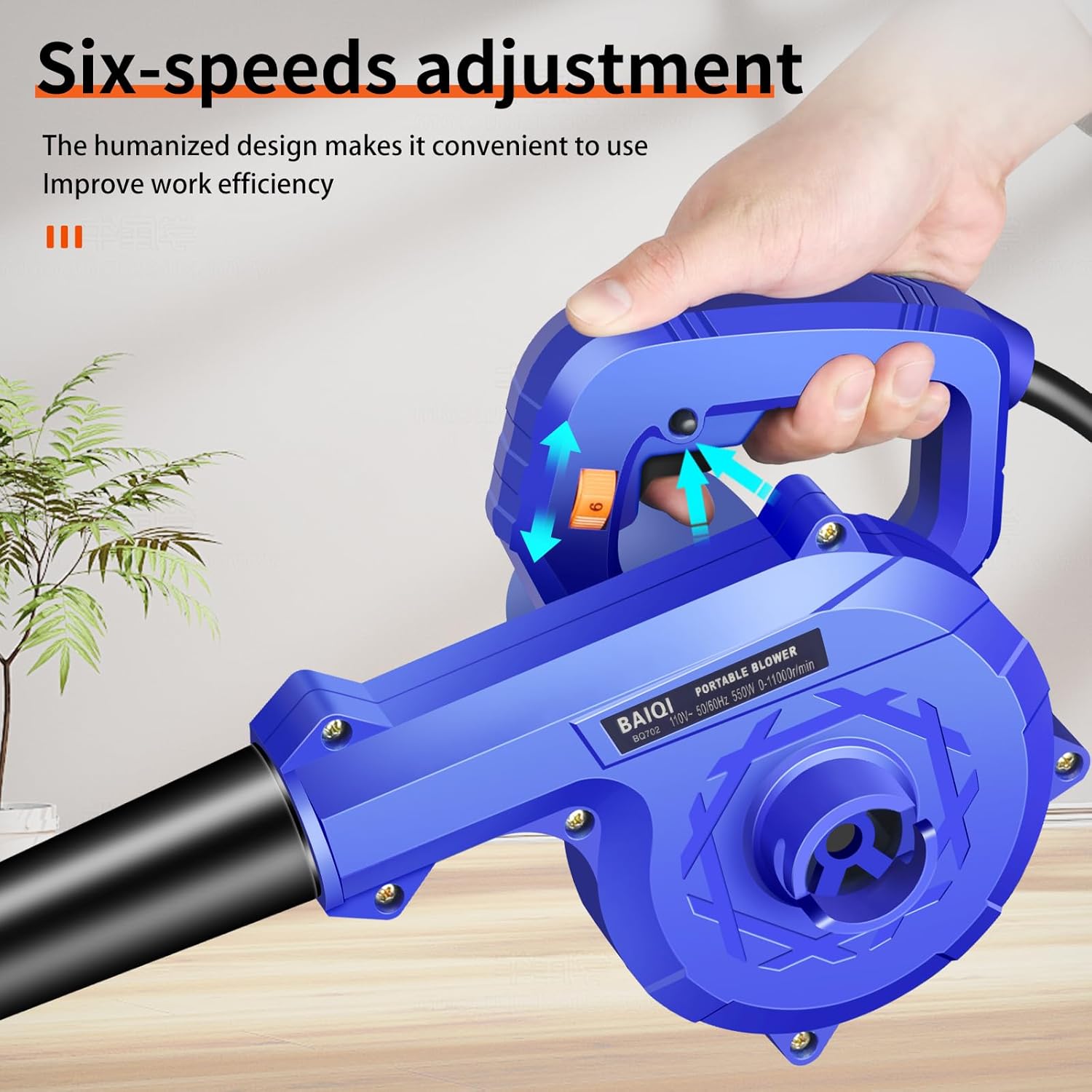 Corded Electric Blower, Portable and Lightweight Handheld Vaccum/Blowing,110V 580W,2 in 1 Blow and Suction for Leaf,Dust,Snow,Sweep - Image 2