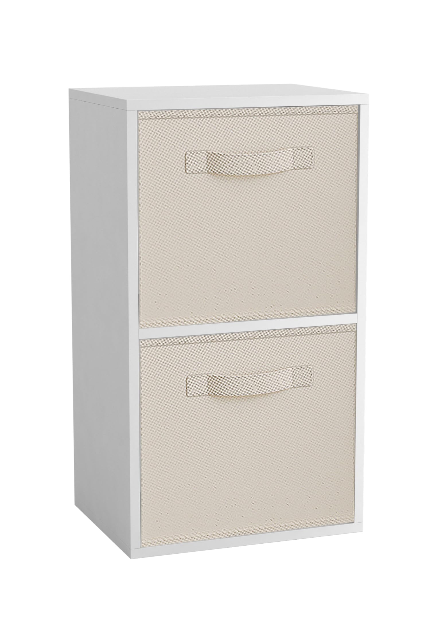 URBNLIVING White 2 Shelf Wooden Bookcase & 2 Cream Boxes