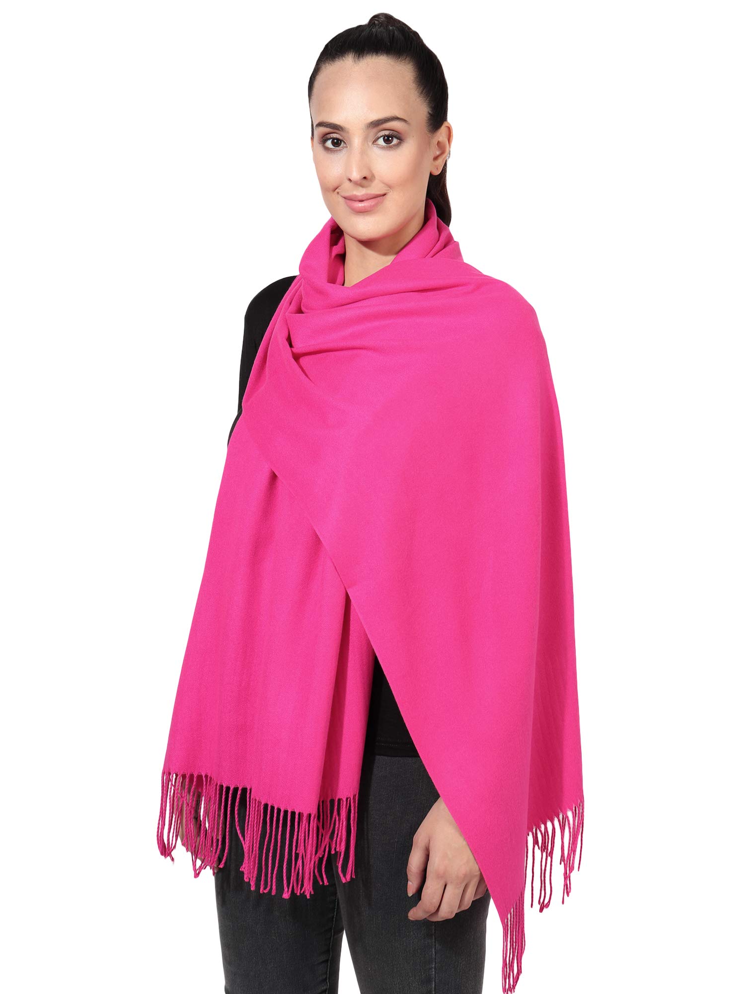 World of Shawls Winter Cashmere Feel Wrap Blanket Shawl Scarf Warm Soft Cozy (Hot Pink)