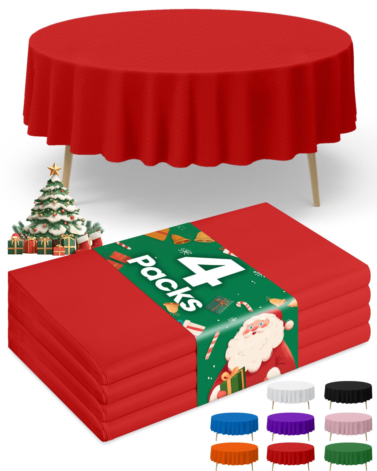 Niuara Red Plastic Table Cloth Disposable, 4 Pack, 84 in