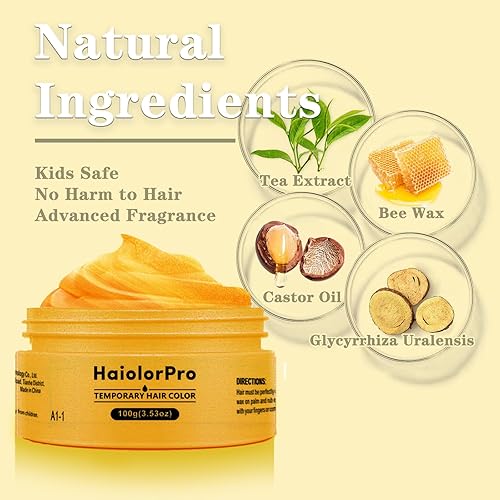 Miniatura 3 de Cera de color rubio para el cabello, lavable temporalmente, tinte temporal de color para el cabello para niños, cera de pintura de maquillaje para
