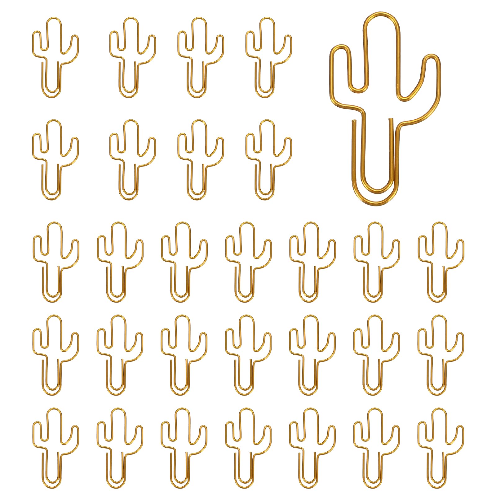 PATIKIL Paper Clip, Cactus Shape Metal Paper Clip Rust-Proof Gold, 30Pcs