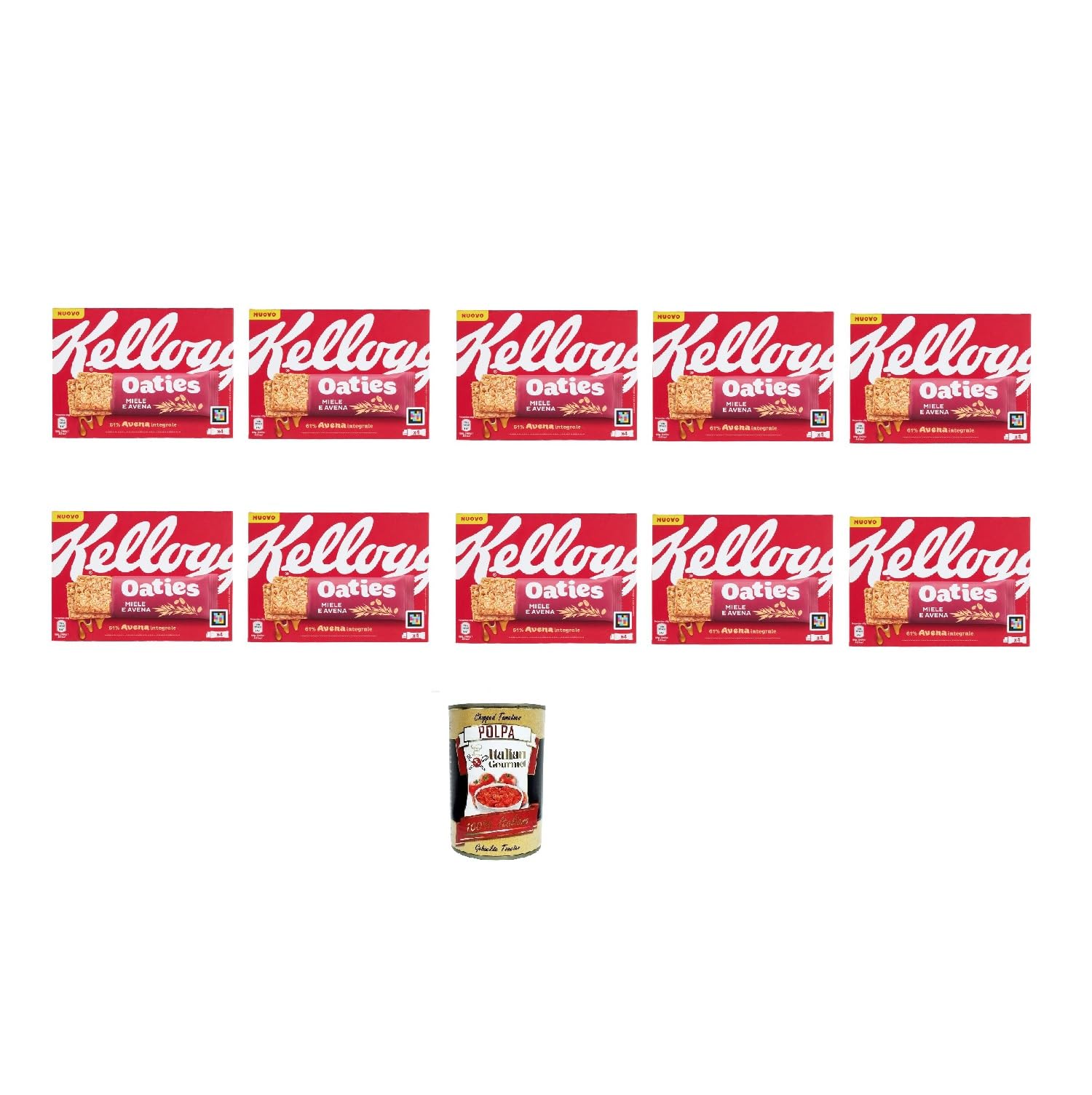 Kellogg's Oaties Barretta miele e avena (4 x 40 g) 160 g, barritas de miel y avena, 10 unidades (4 x 40 g) + Polpa italiana Gourmet 400 gr