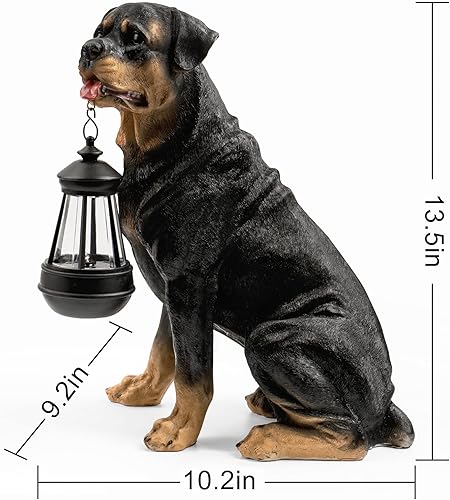 Miniatura 7 de Notakia Estatuas y esculturas de resina para perros rottweiler con luz solar LED para decoración del jardín del hogar, lámpara a prueba de viento,