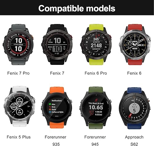 Miniatura 4 de Compatible con Fenix 7, correa de reloj de silicona de fácil ajuste de 0.866 pulgadas para Garmin Fenix 5Fenix 5 PlusFenix 6Fenix 6 ProFenix 7