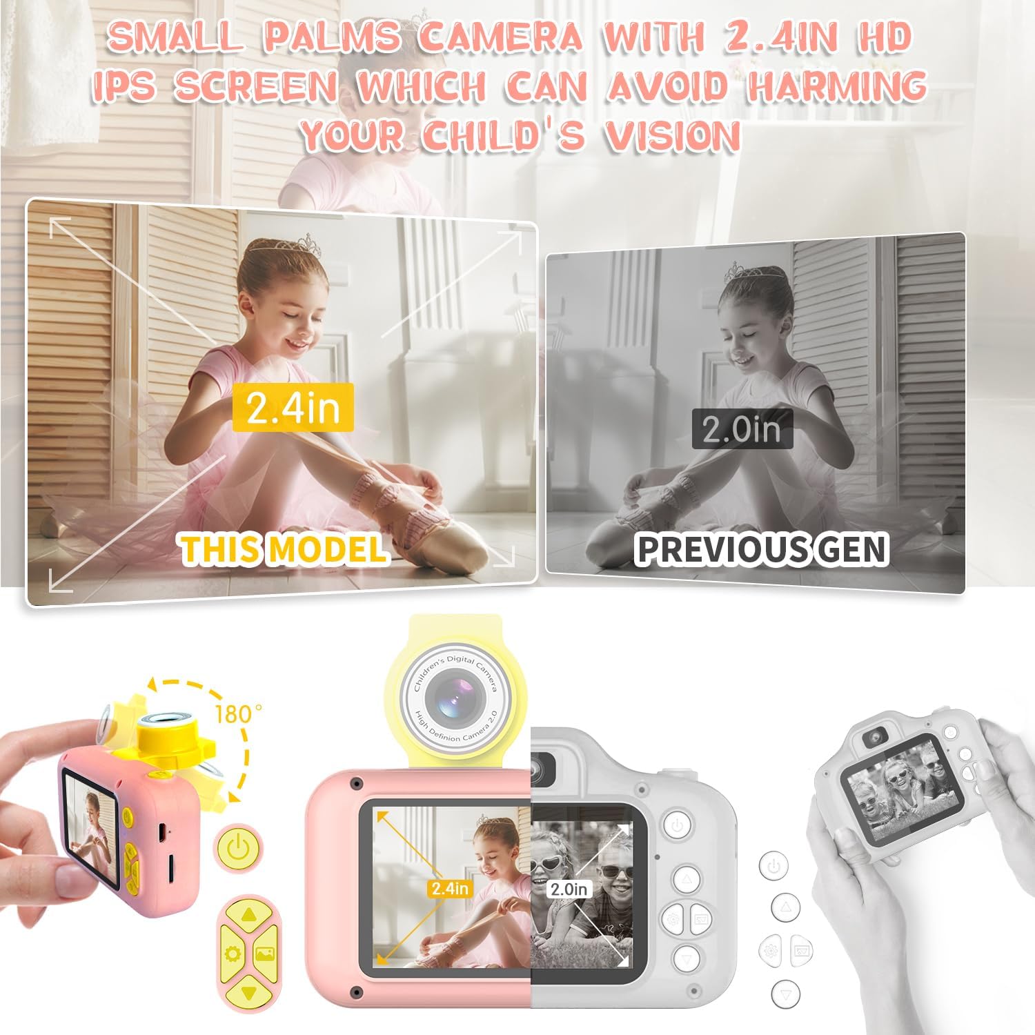 ARNSSIEN Kids Camera for Toddlers with 180°Flip Lens,2.4 Inch IPS Screen image 3