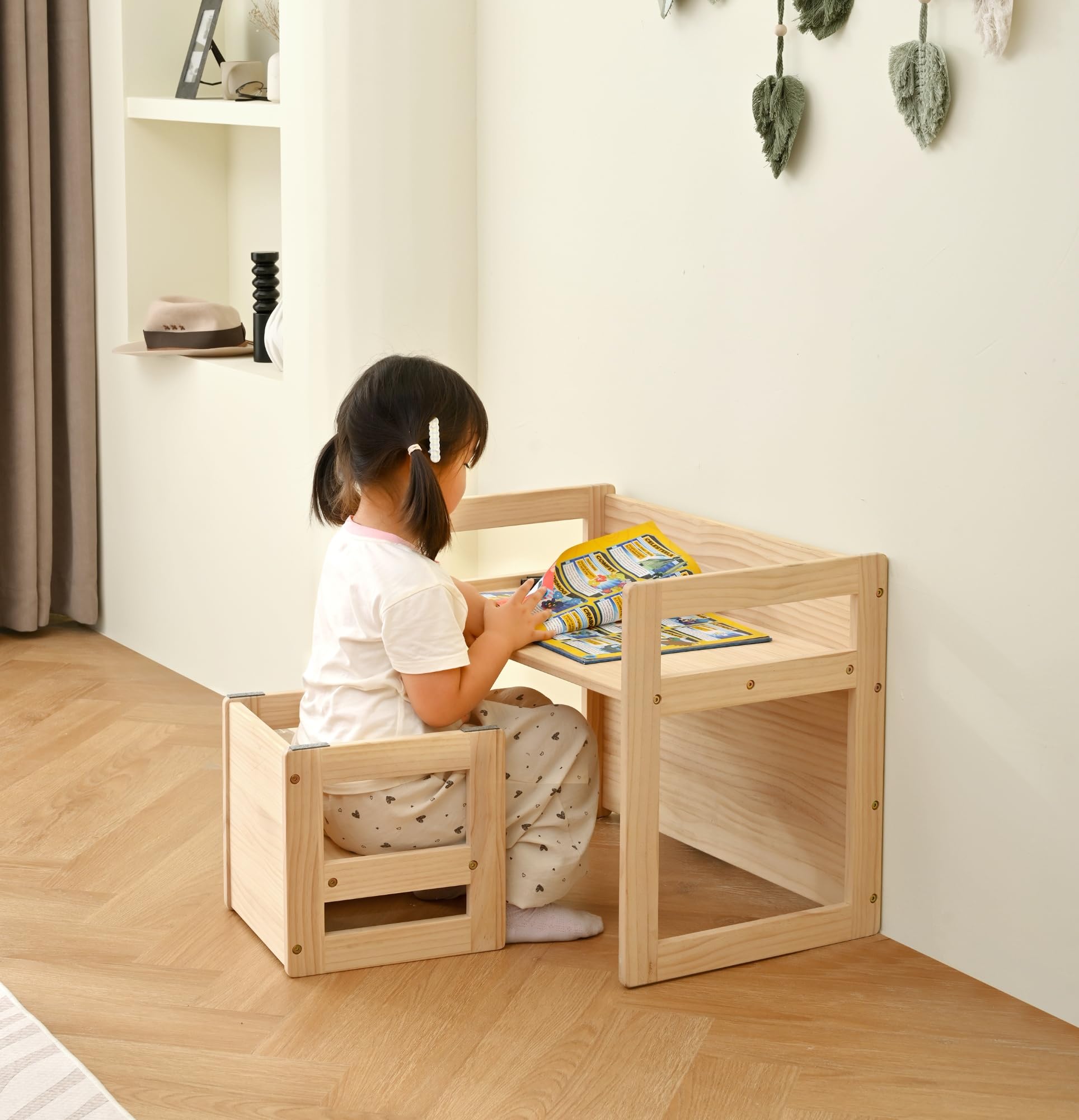 【在庫処分】OSJ キッズデスク 2点セット天然パイン材 木製 松 学習デスク Amazon.co.jp: OSJ キッズデスク 2点セット天然パイン材 木製 松 学習