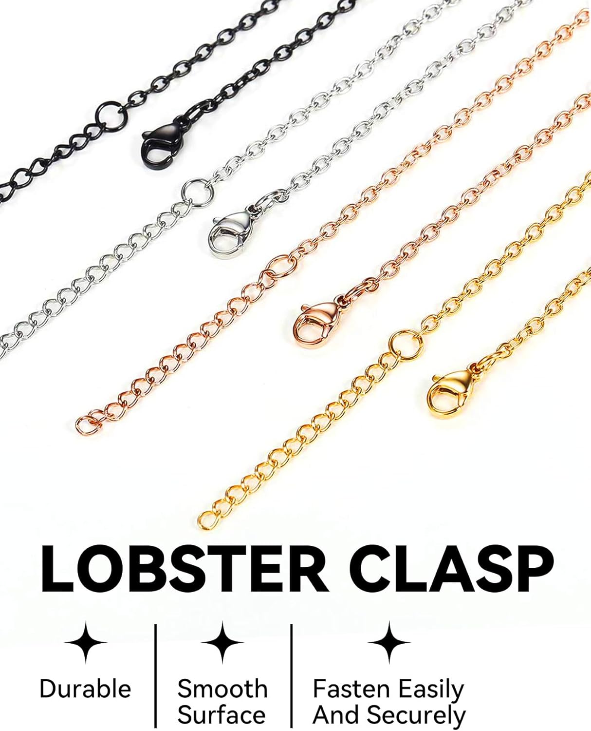 ChainsHouse Thin Rolo Chain Necklaces for Women Men, 1.4MM/2MM Cable Chains with 5cm Extender Chain, Stainless Steel/Black/14K Gold/Rose Gold Plated Sturdy Women's Chain Necklaces, 16-30 Inch - Image 4