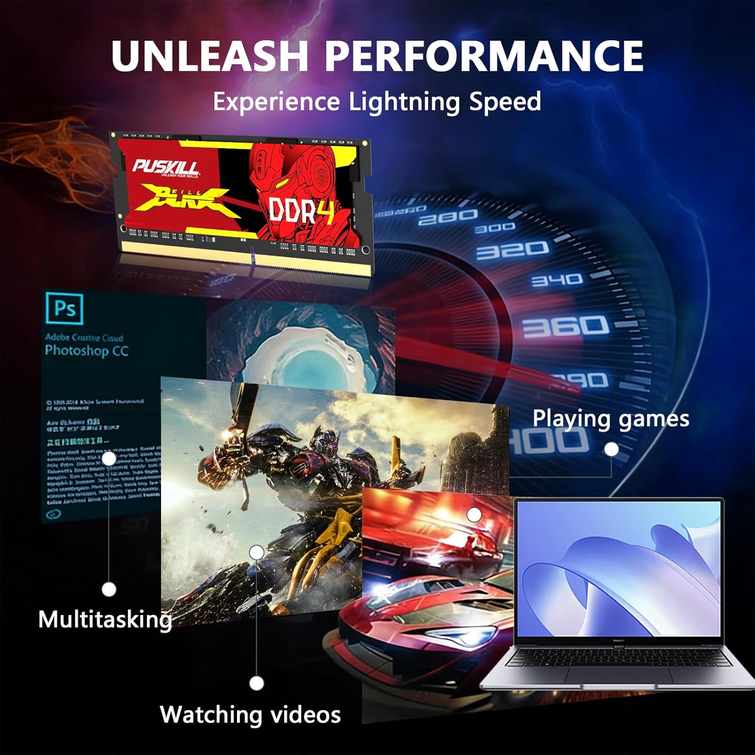PUSKILL DDR4 Laptop RAM 16GB Kit (2x8GB) 3200MHz (PC4-25600) 260-Pin SODIMM CL22 1.2V - Plug and Play Upgrade for Gaming Laptops and Notebooks, Compatible with Intel & AMD
