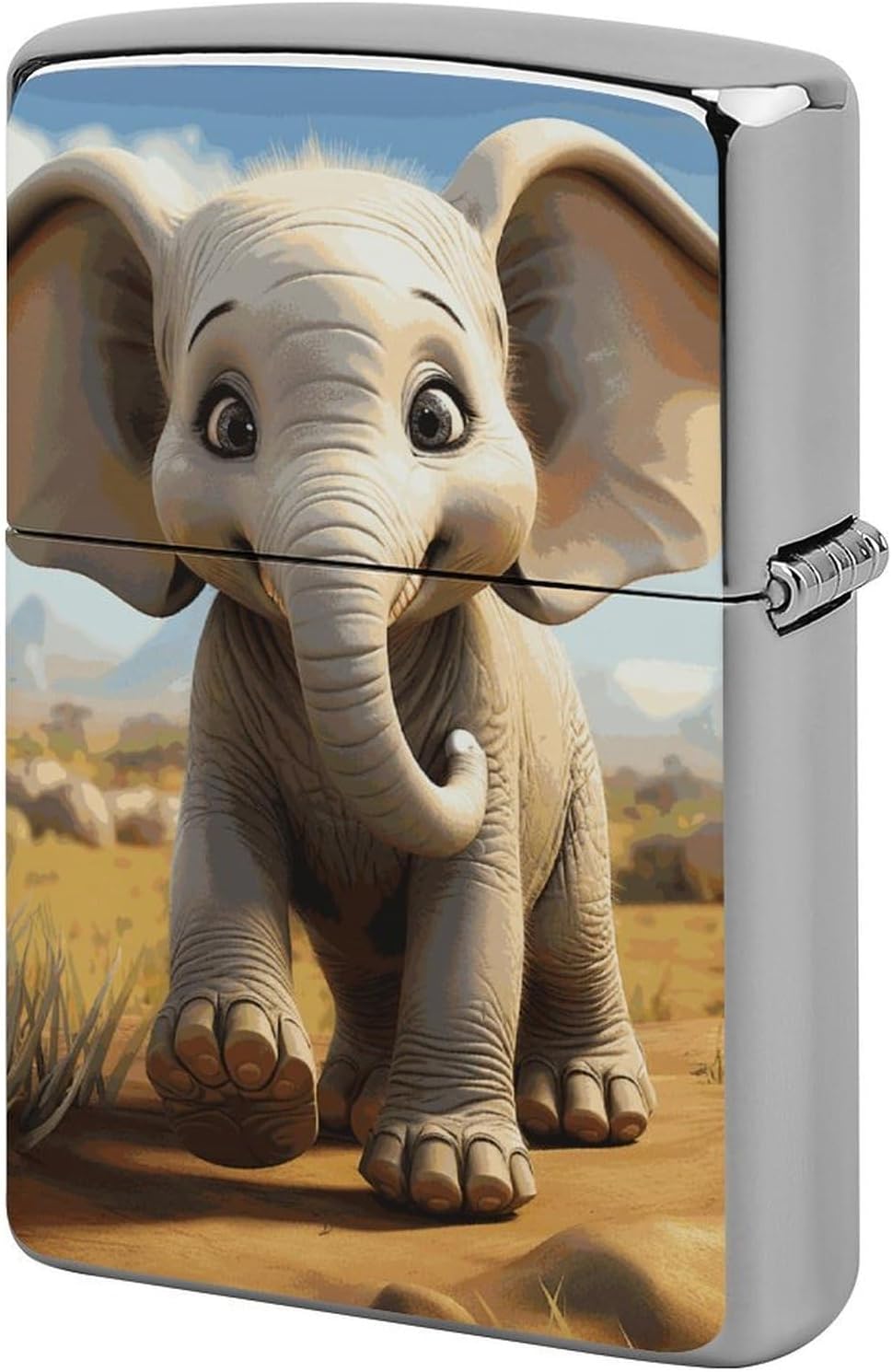 Metal Lighter Case Protective Cover, Cartoon Elephant