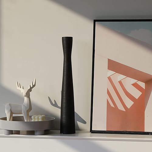 AETVRNI 16" Tall Black Ceramic Vase,Floor Vases for Pampas Grass,Minimalist Style Flower Vase for Modern Decor,Tall Skinny Vase for Entryway,Bookshelf,Fireplace,Shelf Decorative,Black 40cm