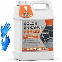 1 Gallon Wet Look Stone Sealer, High Gloss Paver Sealer for Outdoor Surfaces Travertine, Slate, Sandstone, Concrete Waterproof, Provides Natural Color Enhancement for Driveways, Patios