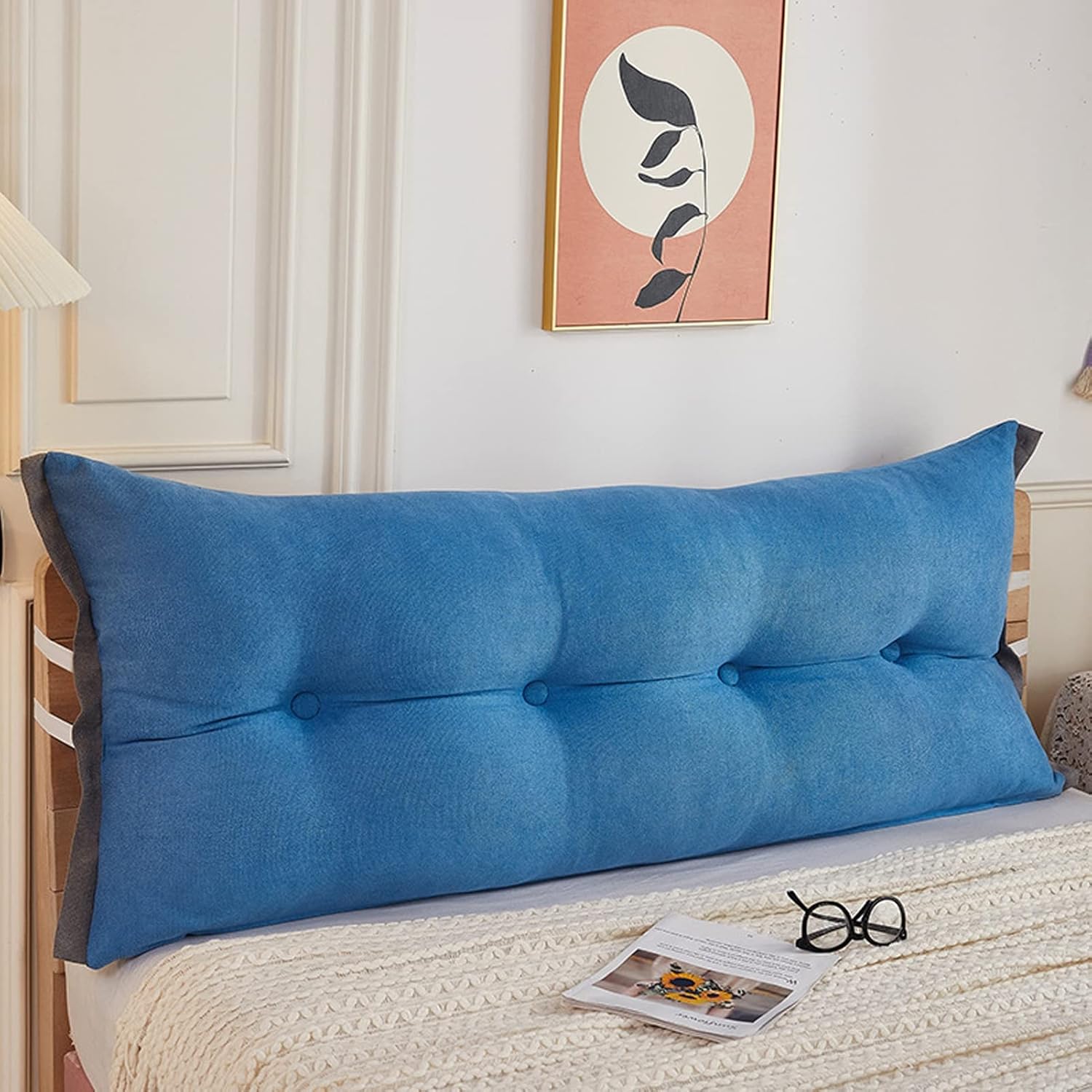 Reading Pillow for Adult, Long Bed Rest Back Support Cushion for Pregnancy, Large Headboard Pillow Daybed Cushion Detachable Cover,C,39.37 x21 x5IN