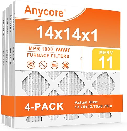 Filtro de aire de 14 x 14 x 1 pulgadas, paquete de 4 filtros de aire plisados MERV 11 HVAC para horno de CA para oficina en casa MPR 1000 FPR 7