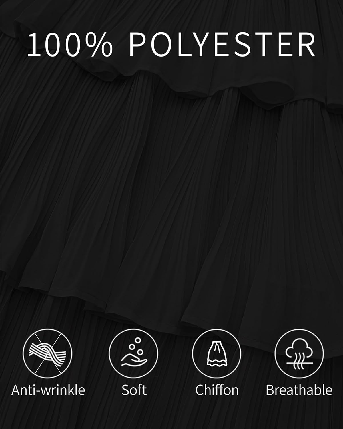 Women's Long Skirts Chiffon Elastic High Waist Maxi Skirt A-Line Tiered Dress - Image 4