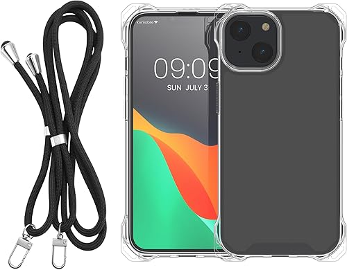Miniatura 8 de kwmobile Funda cruzada compatible con Apple iPhone 13  iPhone 14 - Funda de policarbonato  TPU con correa - transparentenegro