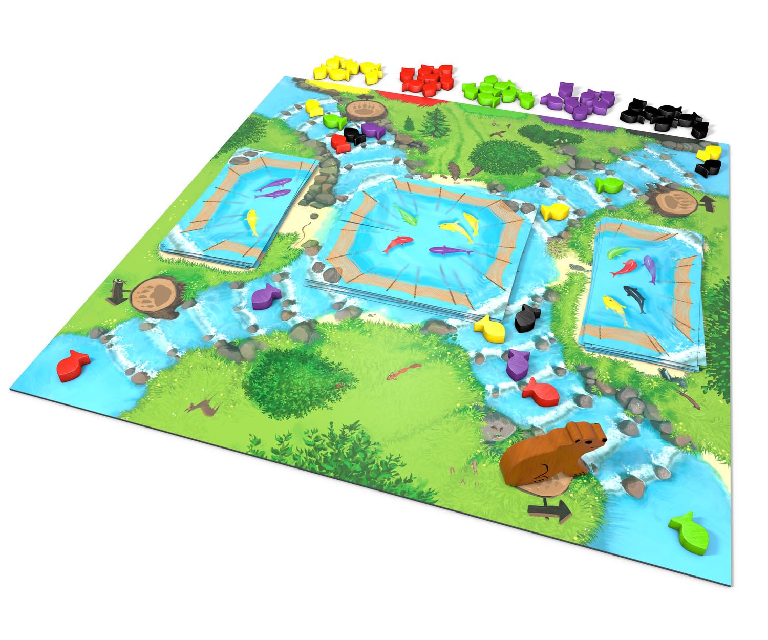 Zoch Flitze Flatze - Jeu Familial avec Plan de Jeu de rivière Convertible, Jeu de Cartes Tactique, Ours Babbel Bloque Le Saumon, Jeu de réflexion pour Enfants à partir de 6 Ans