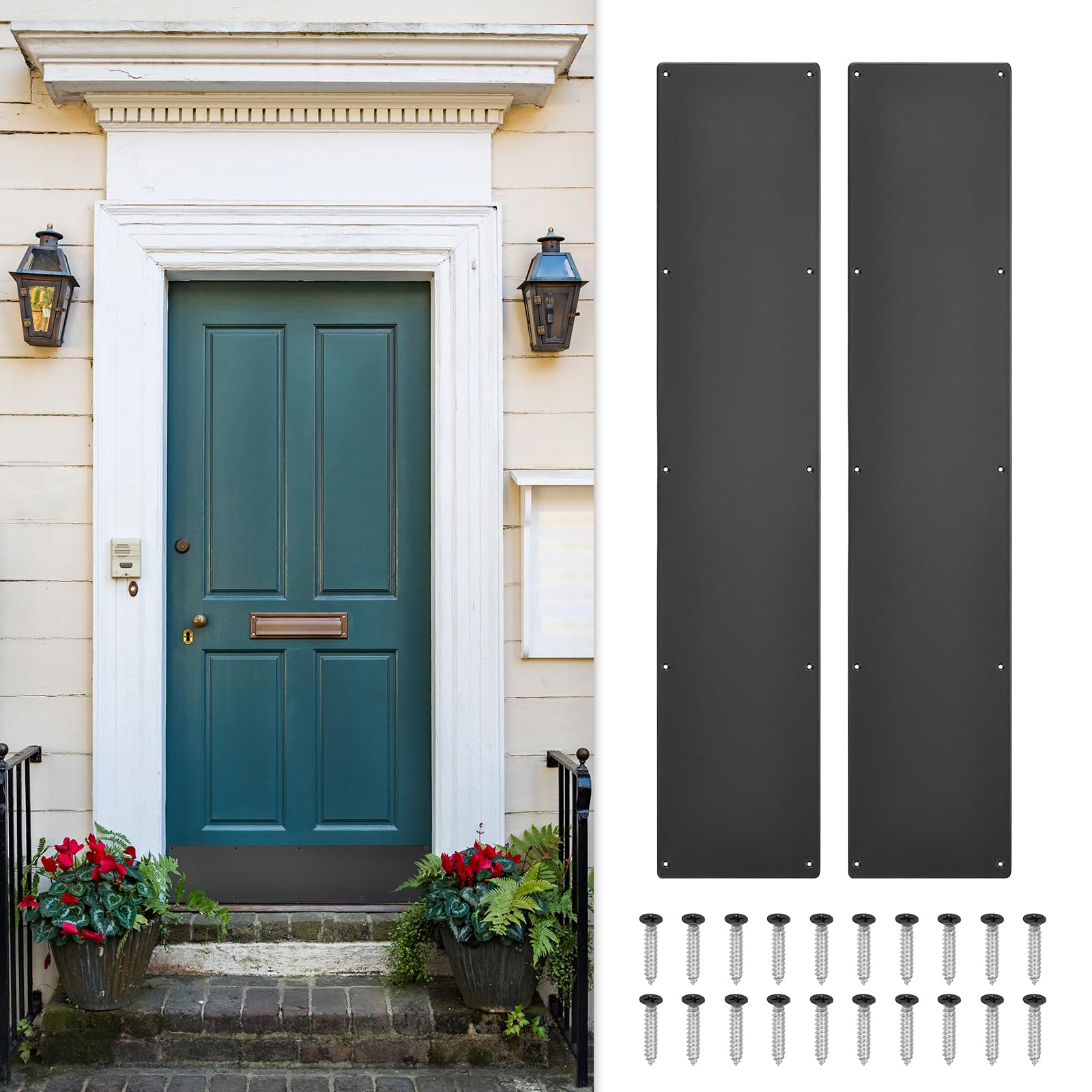 Plaque de porte aluminium extérieur noir de 15.2x76.2 cm pour propreté