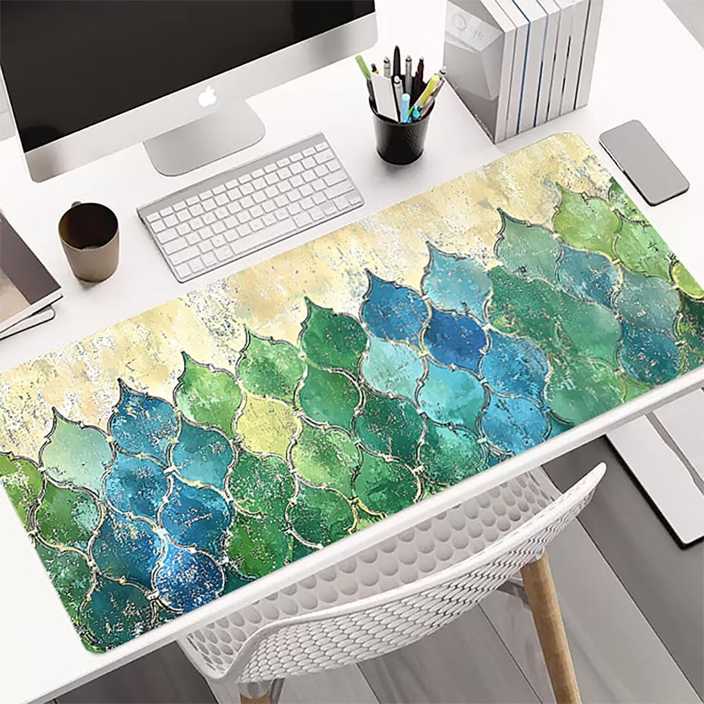 Lpfieonn Retro Großes Schreibtischunterlage, XXL Schreibtischunterlagen, Beige XXL Wasserdicht Gaming Mousepad mit Vernähter Rand und Rutschfeste Gummibasis, für Laptop/Hause/Büro 120x60cm PF-2913