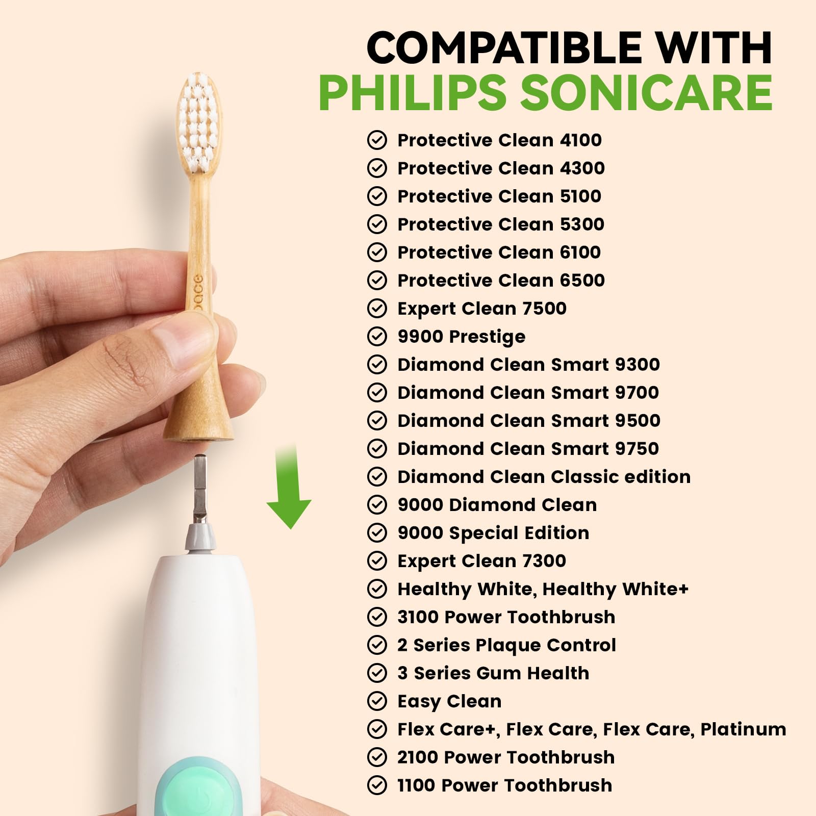 Cabezales de repuesto de cepillo de dientes eléctrico de bambú con cerdas a base de plantas, 8 unidades, compatibles con Philips Sonicare (cerdas onduladas extra suaves)