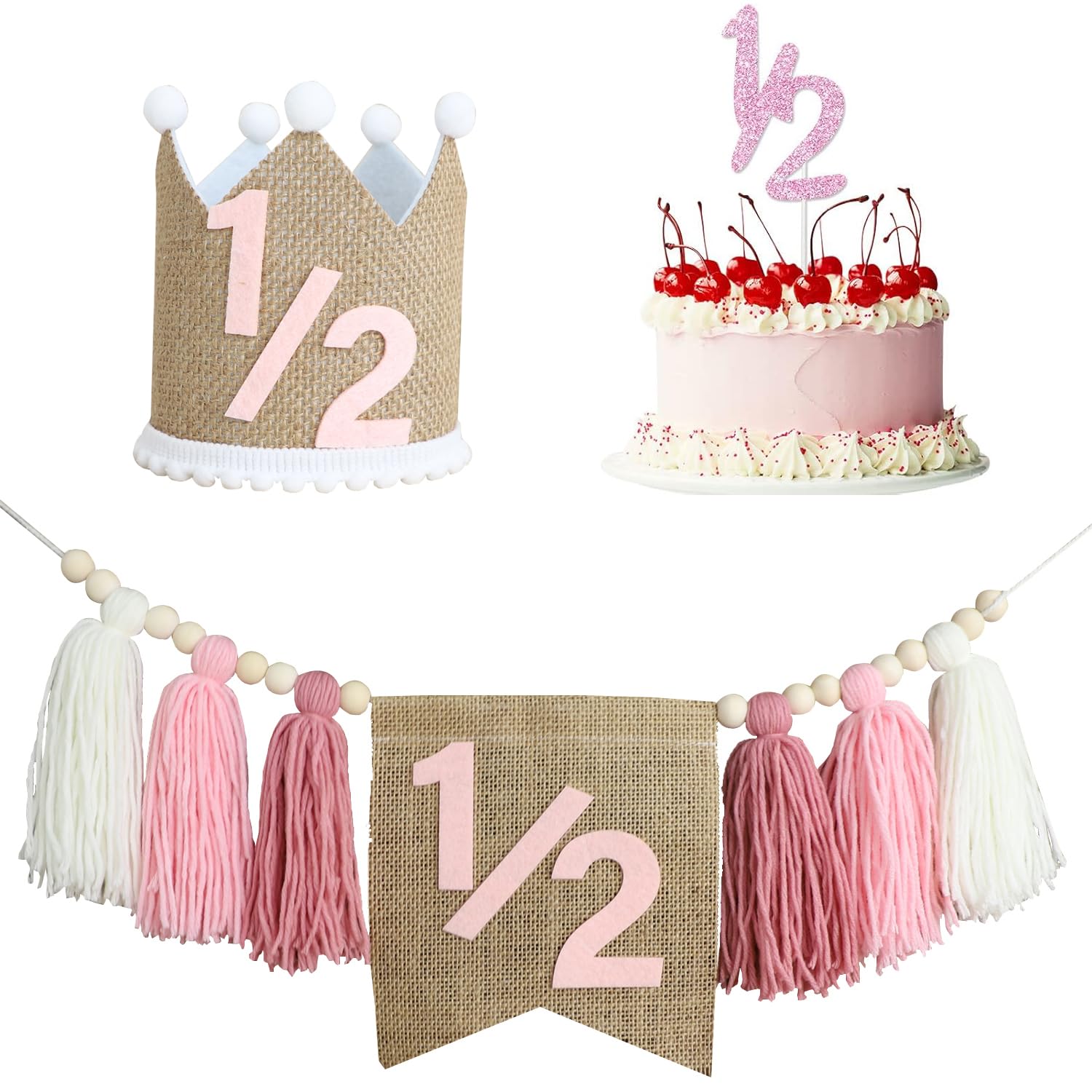6 Monate Geburtstagsdeko Für Mädchen – Banner, Cake Topper & Ballons In Pink & Gold