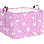 HKEC Collapsible Kids Toys Bin, Cute Baby Storage Bin, Books Box, Gift Basket (Pink Full Love)