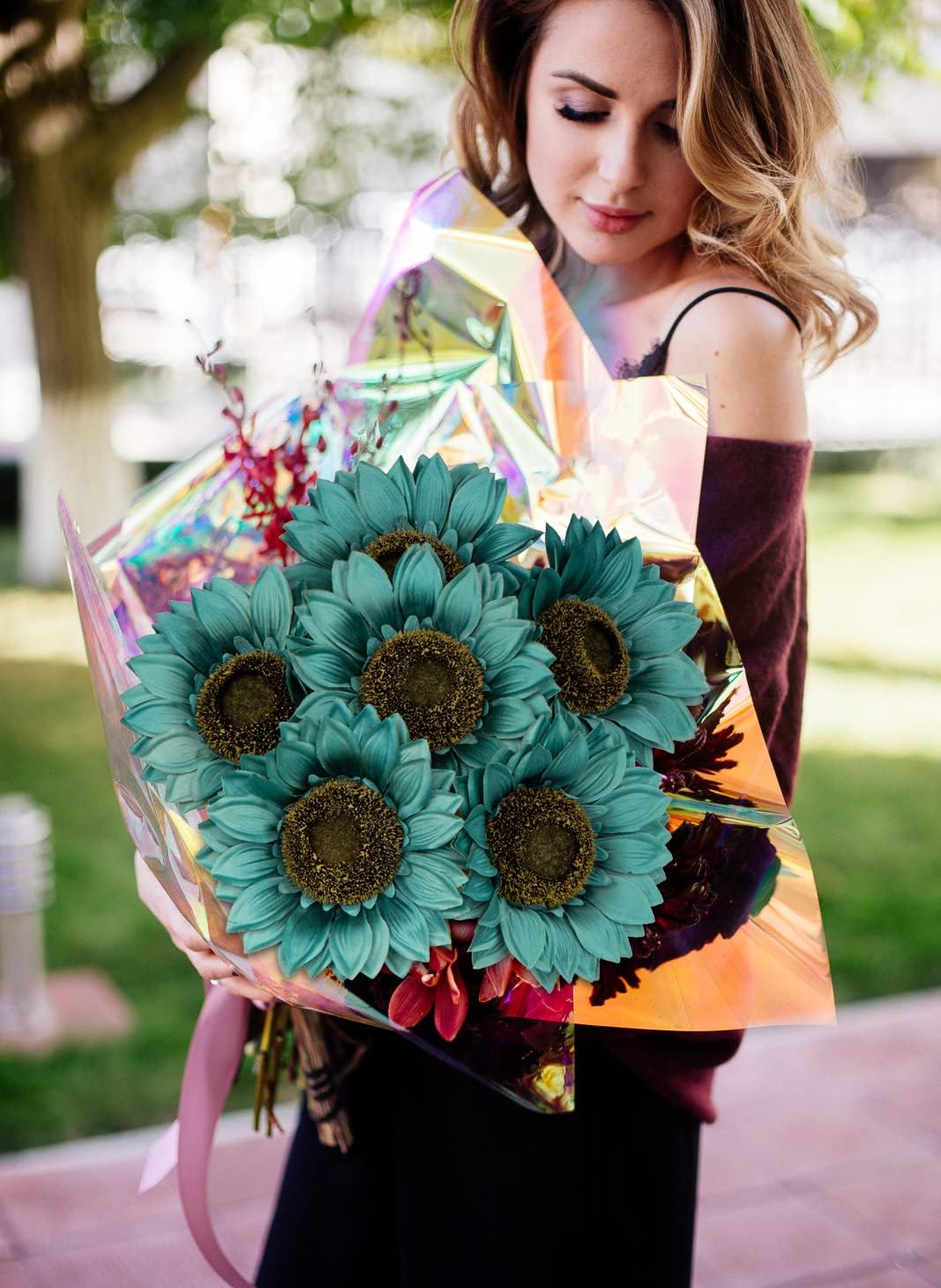 Hollyone Large Silk Sunflowers Artificial Flowers 26" Long Stem Artificial Sunflower 6PCS Faux Vintage Fall Sunflowers Bouquet Bulk for Home Wedding Birthday Party Centerpieces Decorations