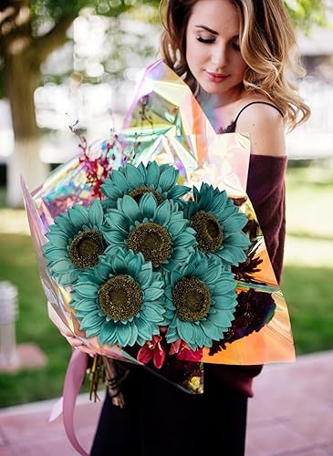 Miniatura 7 de Girasoles artificiales de seda grandes de 26 pulgadas de tallo largo, 6 piezas de girasoles artificiales de otoño vintage, ramo a granel para el