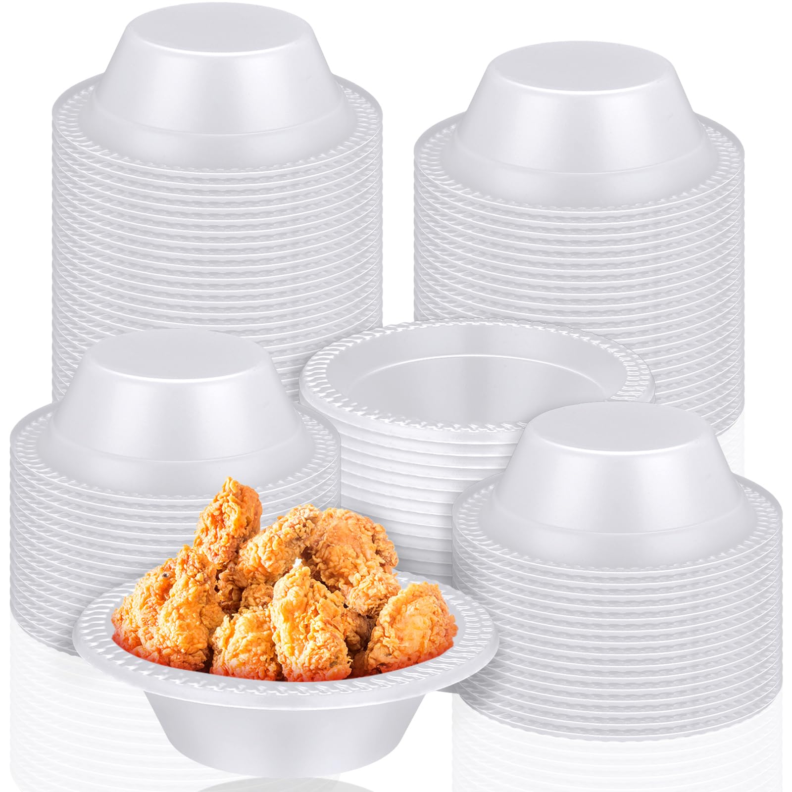 Lallisa 100 Pcs 12oz White Disposable Plastic Bowls for Food Serving